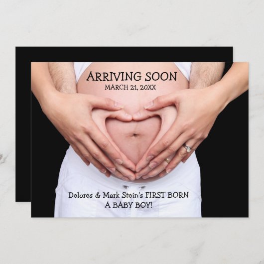 Binnenkort foto Zwangerschap Aankondiging (Voorkant / Achterkant)