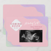 Binnenkort foto Zwangerschap Roze aankondiging (Voorkant / Achterkant)