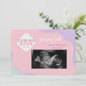 Binnenkort foto Zwangerschap Roze aankondiging (Staand voorkant)