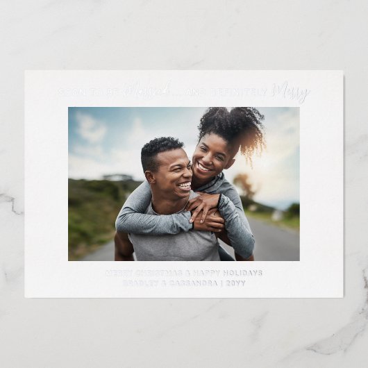 Binnenkort gehuwd als feestfeest folie uitnodiging (Voorkant)