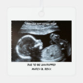 "Binnenkort" gepersonaliseerde foto Metalen Ornament (Voorkant)