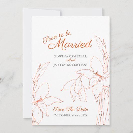 Binnenkort getrouwd botanica art gladiolus sinaasa save the date (Voorkant)