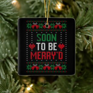 Binnenkort Getrouwd Prettig Kerst Bruid & Bruidego Keramisch Ornament