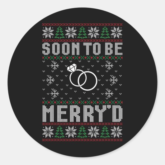 Binnenkort Getrouwd Prettig Kerstfeest Bruid Bruid Ronde Sticker (Voorkant)