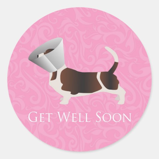 Binnenkort goed - Basset Hound-Vrouw Ronde Sticker (Voorkant)