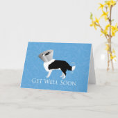 Binnenkort goed - Border Collie Male Kaart (Gele Bloem)