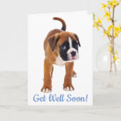 Binnenkort goed Boxer Dog Wenskaart - Verse Kaart (Gele Bloem)
