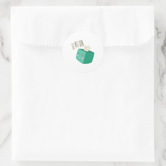 Binnenkort goed ronde sticker (Tas)