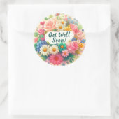 Binnenkort goed ronde sticker (Tas)