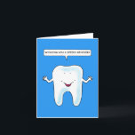 Binnenkort goed van de tandheelkundige chirurgie kaart<br><div class="desc">Een cartoon van een tand die tegen een helder blauwe achtergrond wordt geplaatst. De tand is gezegde: "Ik wens u een snel herstel".</div>