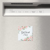 Binnenkort goed, waterverf roze bloemen lente magneet (Insitu (Vaatwasser))