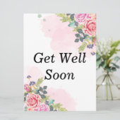 Binnenkort goed, waterverf roze, stijlvol kaart (Staand voorkant)