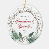 Binnenkort grootma opa, persoonlijk gedragen, gesc keramisch ornament (Links)