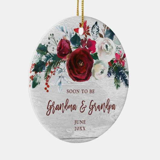 Binnenkort grootmoeder en grootpa gepersonaliseerd keramisch ornament (Rechts)