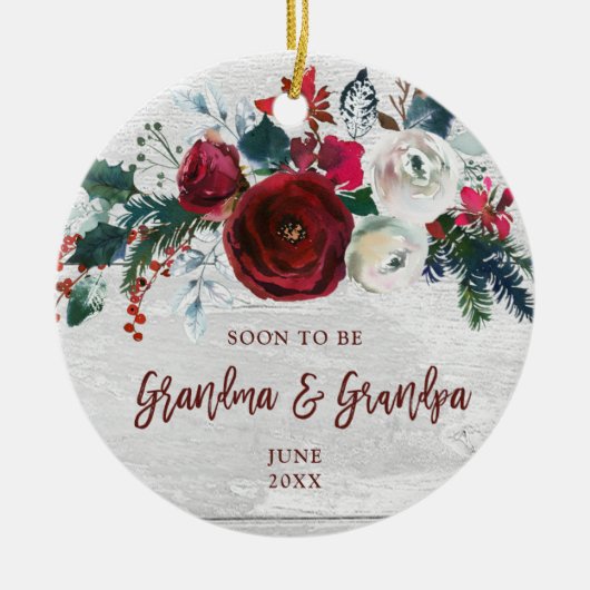 Binnenkort grootmoeder en grootpa gepersonaliseerd keramisch ornament (Voorkant)
