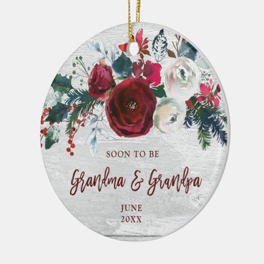 Binnenkort grootmoeder en grootpa gepersonaliseerd keramisch ornament (Links)