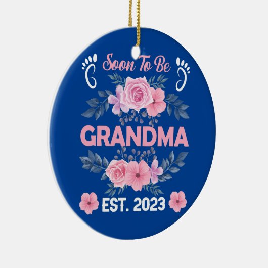 Binnenkort grootmoeder Est 2023 Zwangerschap Keramisch Ornament (Rechts)