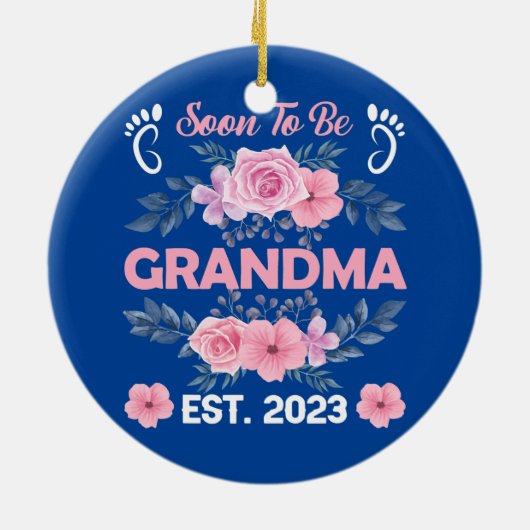 Binnenkort grootmoeder Est 2023 Zwangerschap Keramisch Ornament (Achterkant)