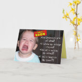 Binnenkort! Humoureus Baby shower Kaart (Gele Bloem)