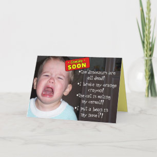 Binnenkort! Humoureus Baby shower Kaart