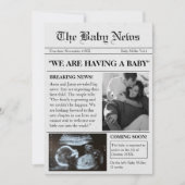Binnenkort in de krant Foto Zwangerschap Aankondig Kaart (Voorkant)