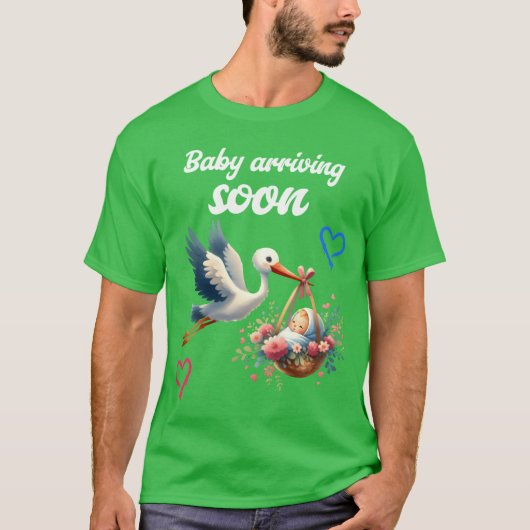 Binnenkort komt er een moeder met ooievaar Baby T-shirt (Voorkant)