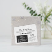 Binnenkort krantenfoto Winterzwangerschap Aankondiging (Staand voorkant)