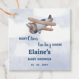 Binnenkort landend Blue Boy Baby shower Bedankjes Labels