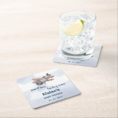 Binnenkort landend Blue Boy Baby shower Kartonnen Onderzetters (Insitu)