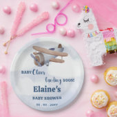 Binnenkort landend Blue Boy Baby shower Papieren Bordje (Feest)