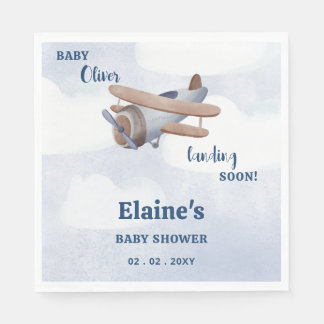 Binnenkort landend Blue Boy Baby shower Servet
