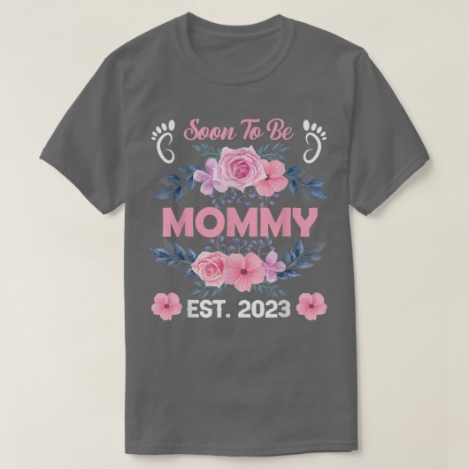 Binnenkort mammie 2023 Moederdag eerste mam T-shirt (Design voorkant)