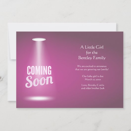 Binnenkort Meisje Zwangerschapsaankondiging Aankondiging (Voorkant)