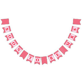 Binnenkort mevrouw Retro Red & Pink Stripes Vlaggetjes