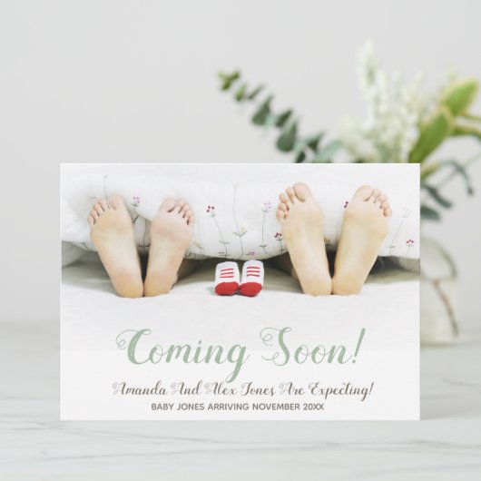 Binnenkort moderne foto zwangerschap aankondiging (Staand voorkant)