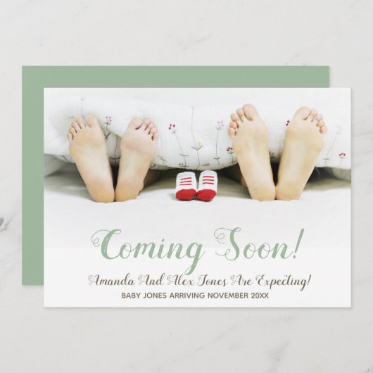 Binnenkort moderne foto zwangerschap aankondiging (Voorkant / Achterkant)