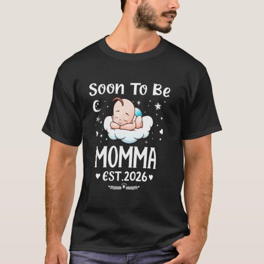 Binnenkort Moeder EST. 2026 Moederdag Cute Hart T-shirt (Voorkant)