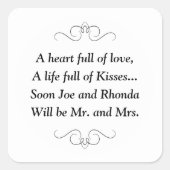 Binnenkort Mr en Mrs Square Sticker (Voorkant)