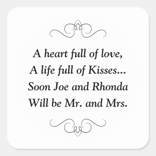 Binnenkort Mr en Mrs Square Sticker (Voorkant)