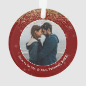 Binnenkort Mr & Mrs Engaged Foto Kerstmis. Ornament (achterkant)