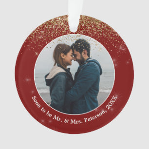 Binnenkort Mr & Mrs Engaged Foto Kerstmis. Ornament