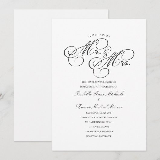 Binnenkort Mr & Mrs. | huwelijksuitnodiging Kaart (Voorkant / Achterkant)