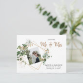 Binnenkort Mr & Mrs Photo Wedding Save the Date Aankondigingskaart (Staand voorkant)