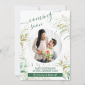 Binnenkort na moederschap Foto Elegant Foliage Aankondiging (Voorkant)