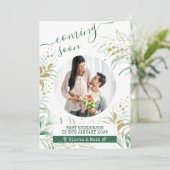 Binnenkort na moederschap Foto Elegant Foliage Aankondiging (Staand voorkant)