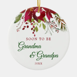 Binnenkort oma en opa cadeau   grootouders keramisch ornament