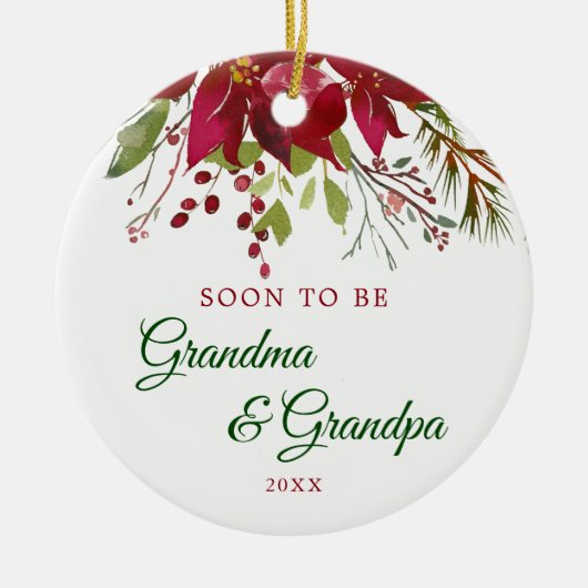 Binnenkort oma en opa cadeau | grootouders keramisch ornament (Voorkant)