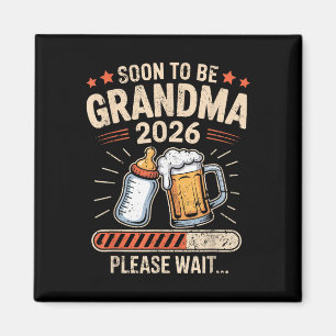 Binnenkort oma Est 2026 Baby Aankondiging T-shirt Magneet