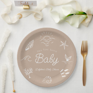 Binnenkort onder de Zee Bruine Baby Shower Papieren Bordje