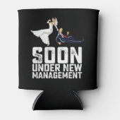 Binnenkort onder nieuw management grappig bruiloft blikjeskoeler (Voorkant)